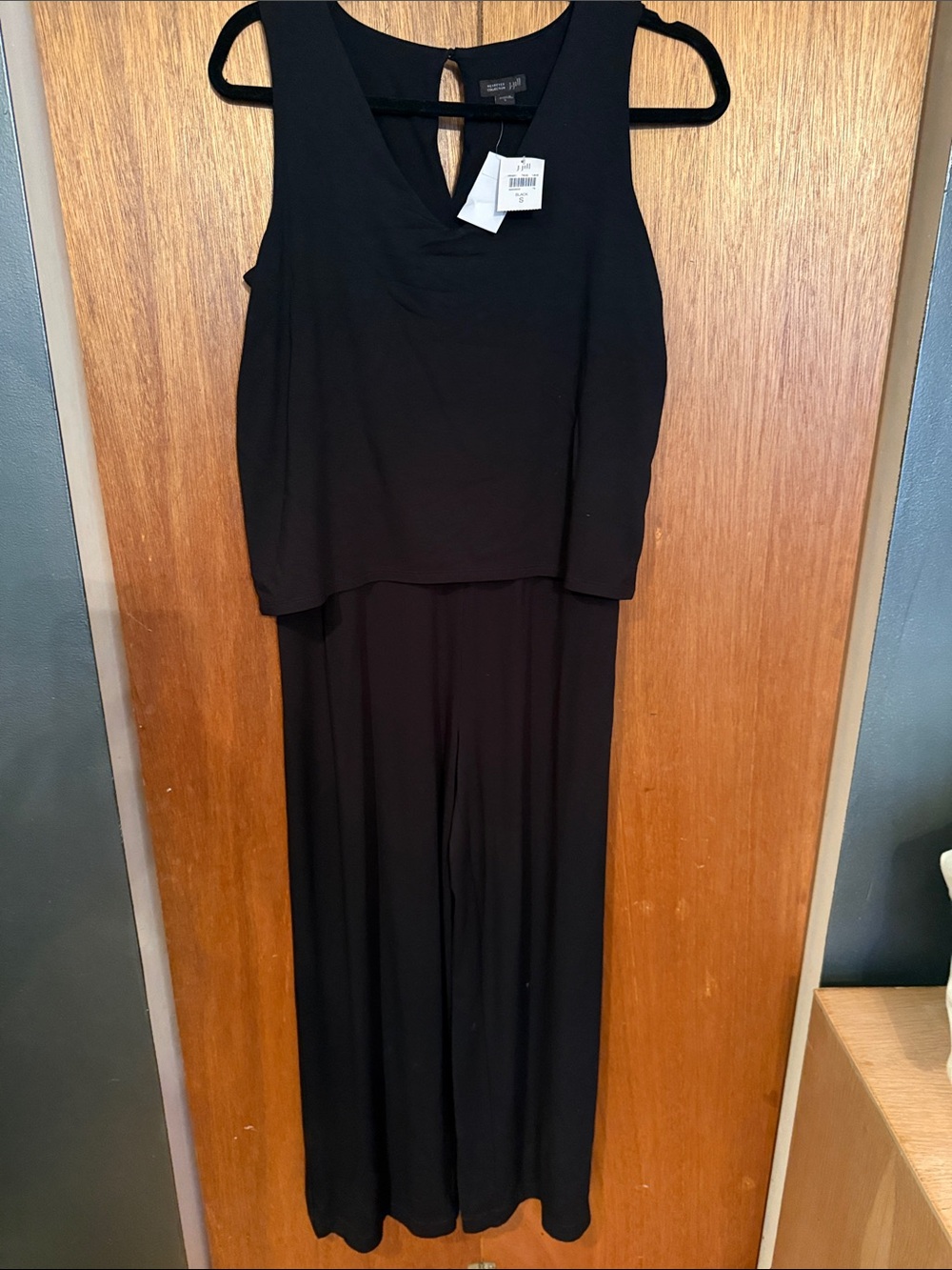 J. Jill Black Sleeveless Layered Wide-Leg Jumpsuit